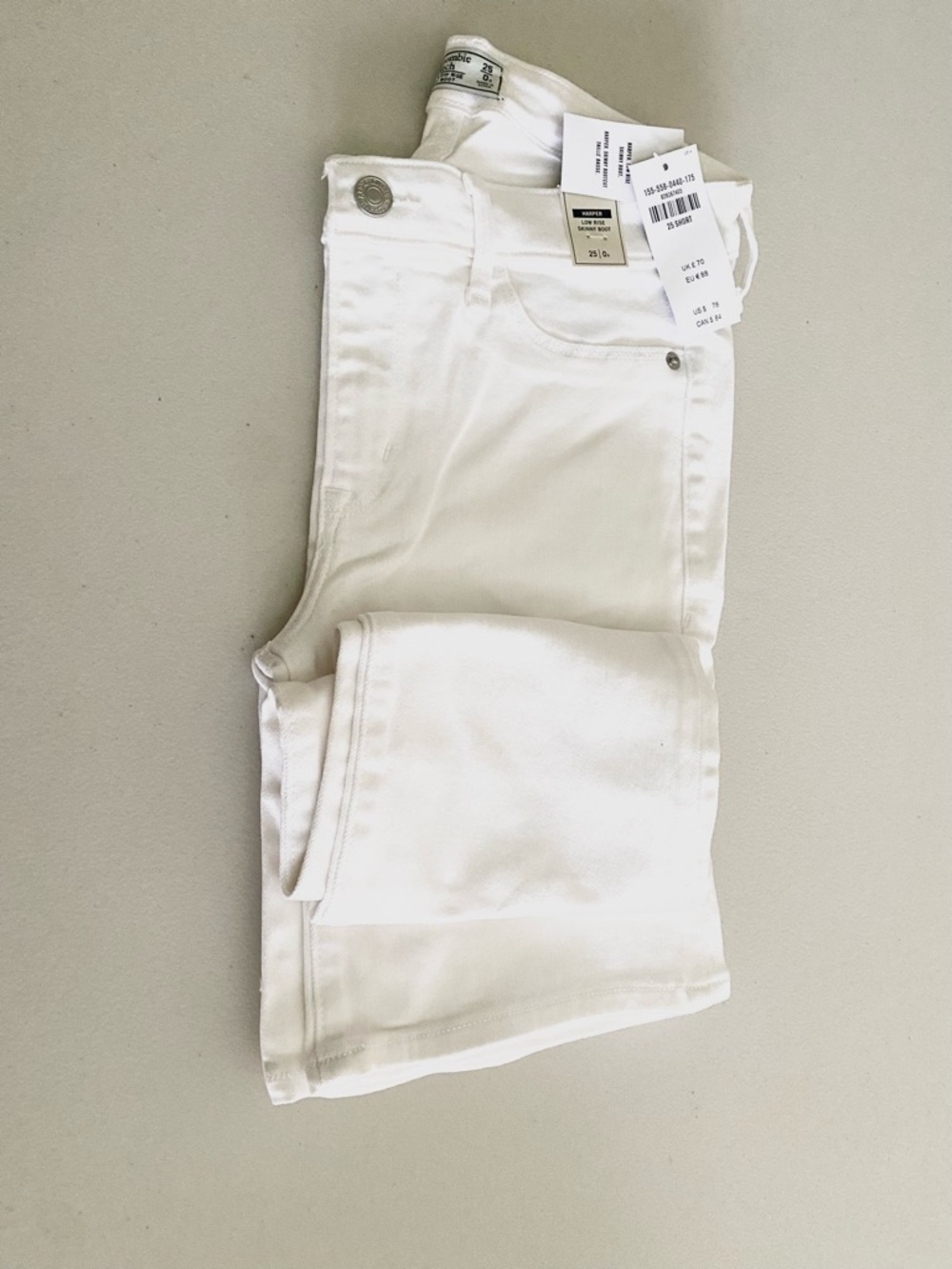 NWT Abercrombie & Fitch White Low Rise Skinny Boot Jeans  25 | 0s